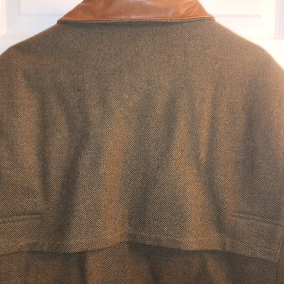 Orvis Wool & Leather Hunting Shooting Field Jacket L Herringbone Lined Full Zip - Picture 5 of 15
